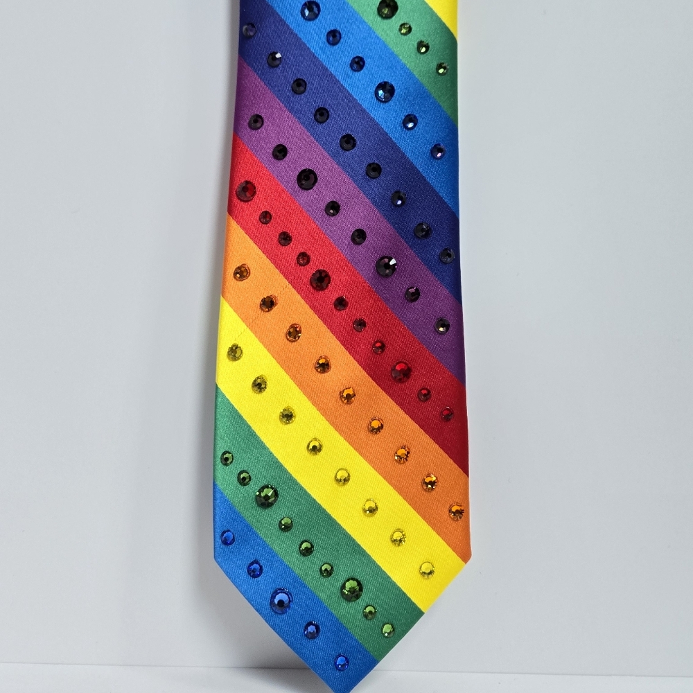 Rainbow Pride Stripe Swarovski Tie